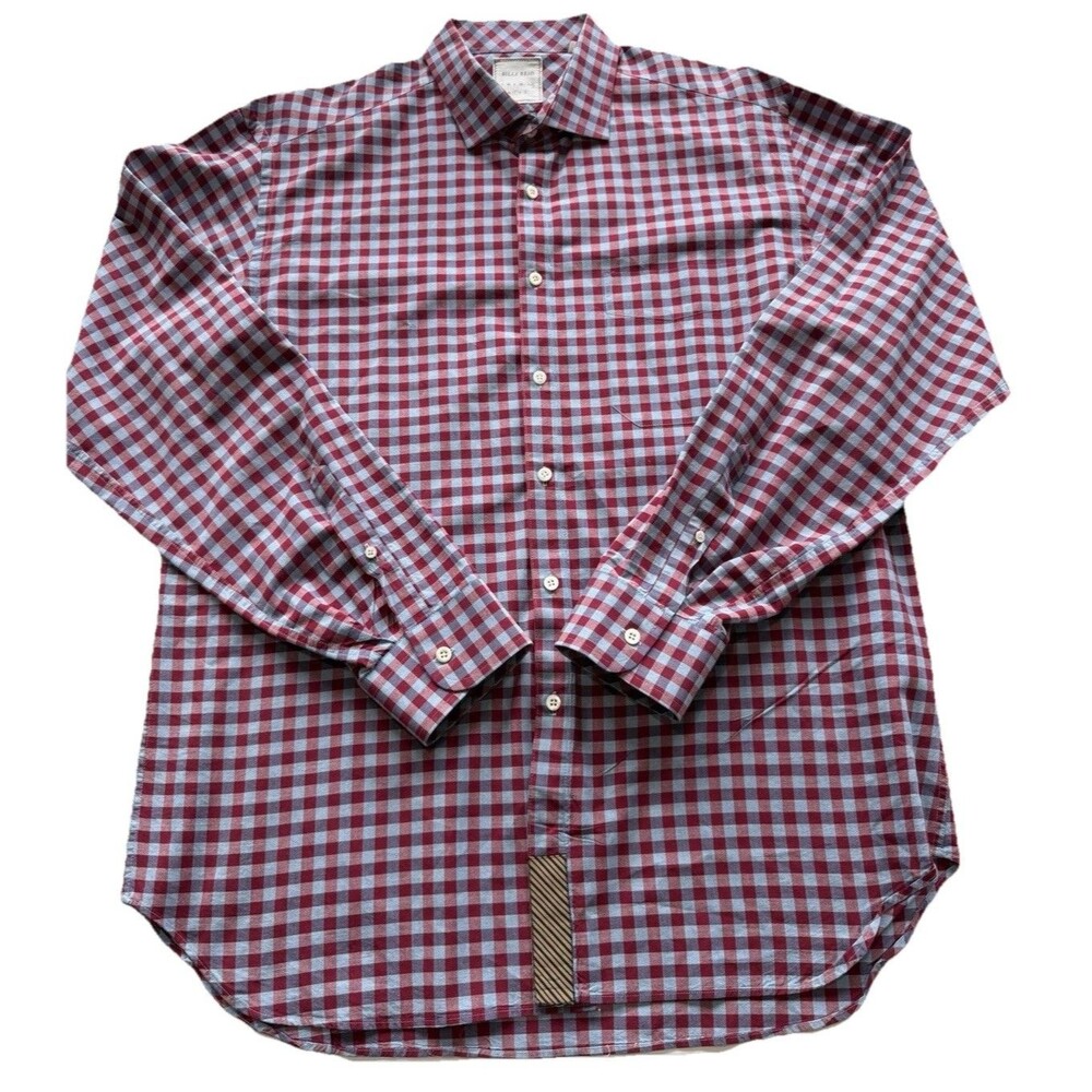 Billy Reid Tuscumbia Shirt Men 2XL Red Plaid Fit 1 Quiet Luxury Italy Made